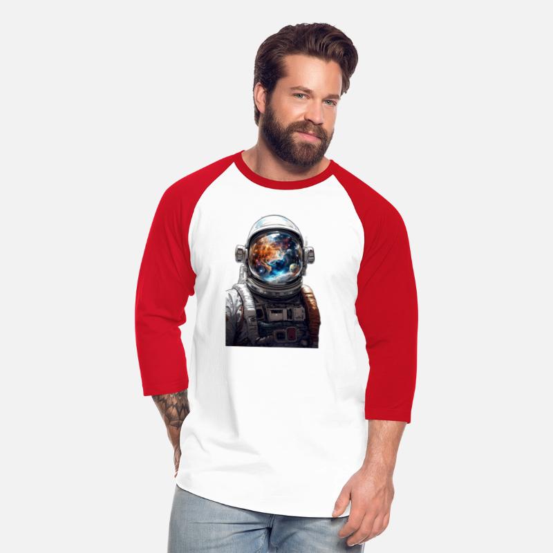 Universe in an astronaut head glass reflection.