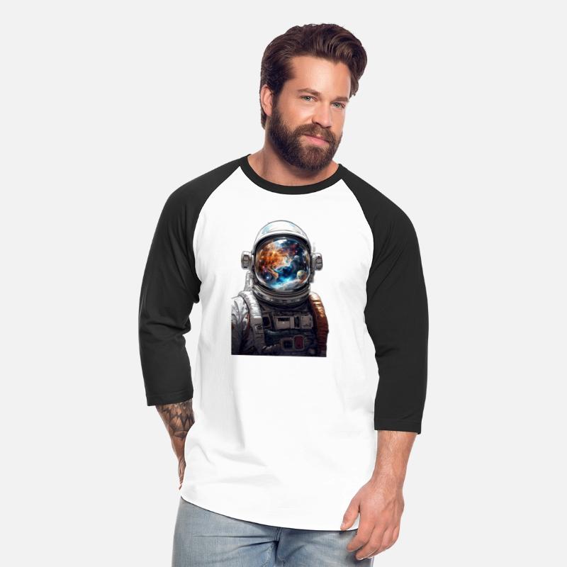 Universe in an astronaut head glass reflection.