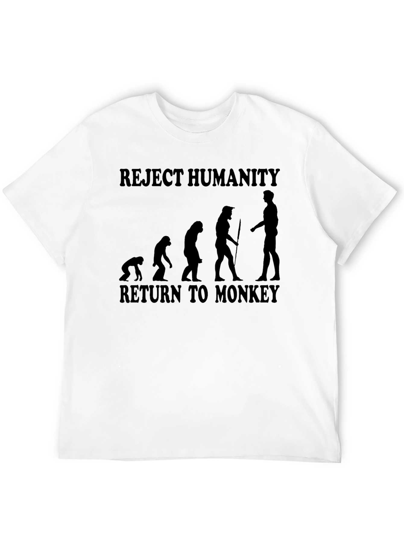 Reject Humanity Monkey Evolution Graphic T-Shirt