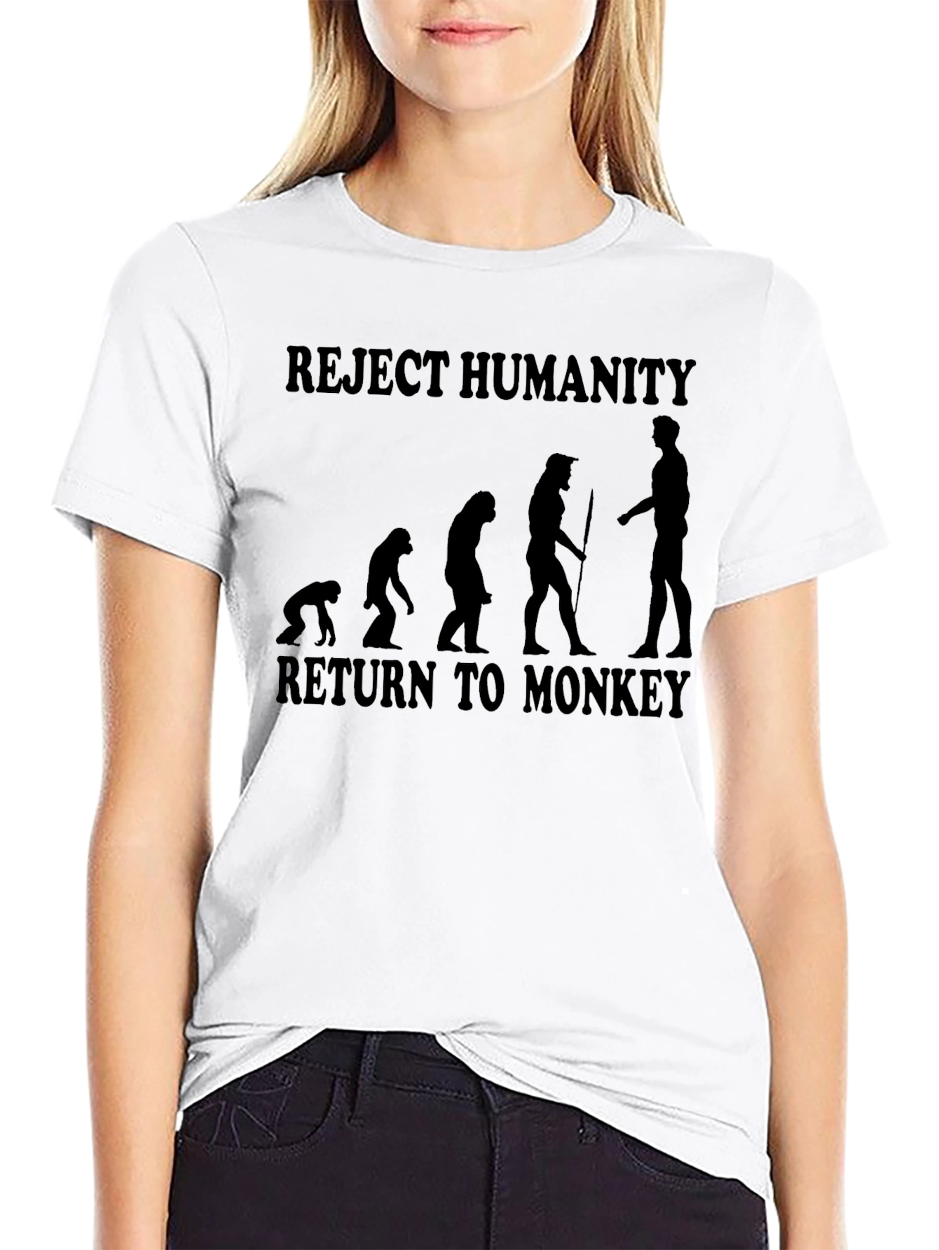 Reject Humanity Monkey Evolution Graphic T-Shirt