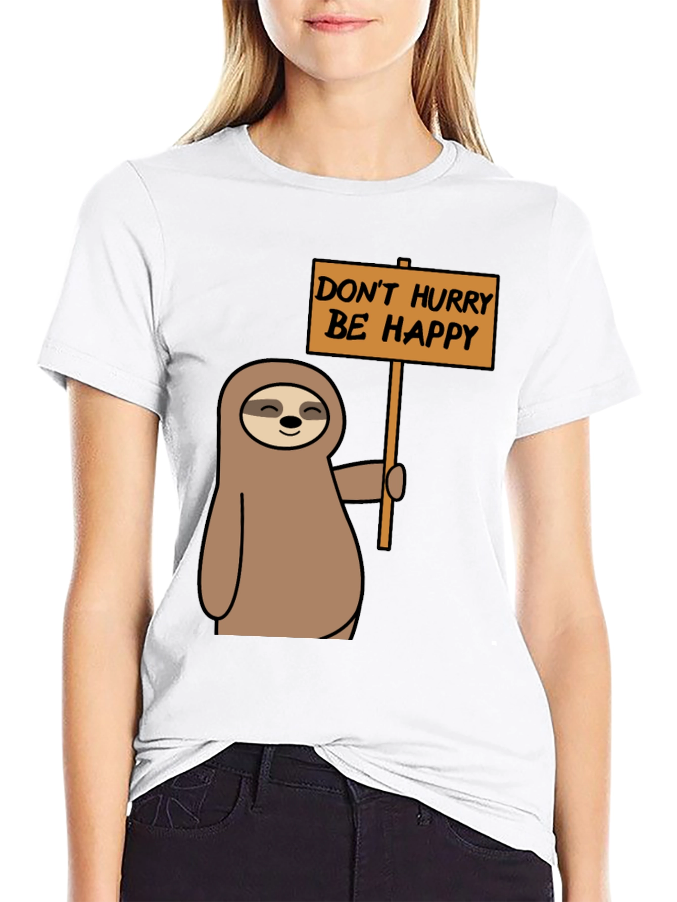 Dont Hurry Be Happy Sloth Graphic T-Shirt