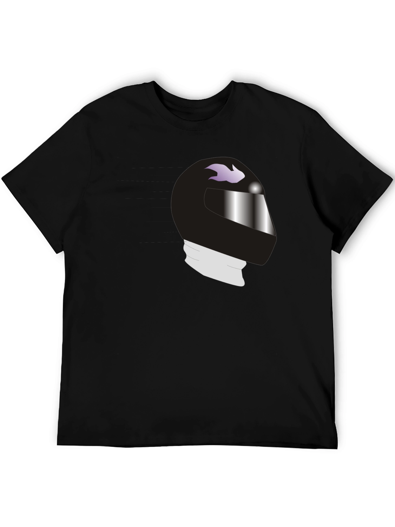 Cool Helmet Graphic Tee - Black Cotton Casual Shirt