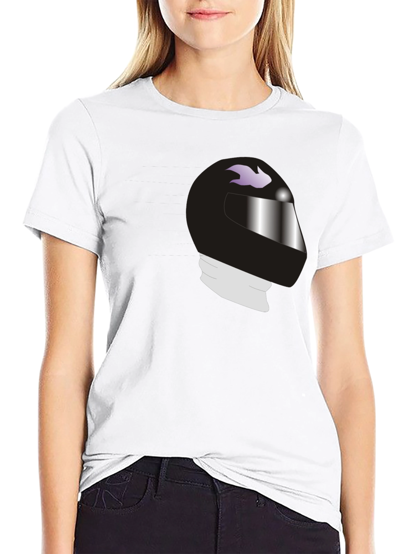 Cool Helmet Graphic Tee - Black Cotton Casual Shirt
