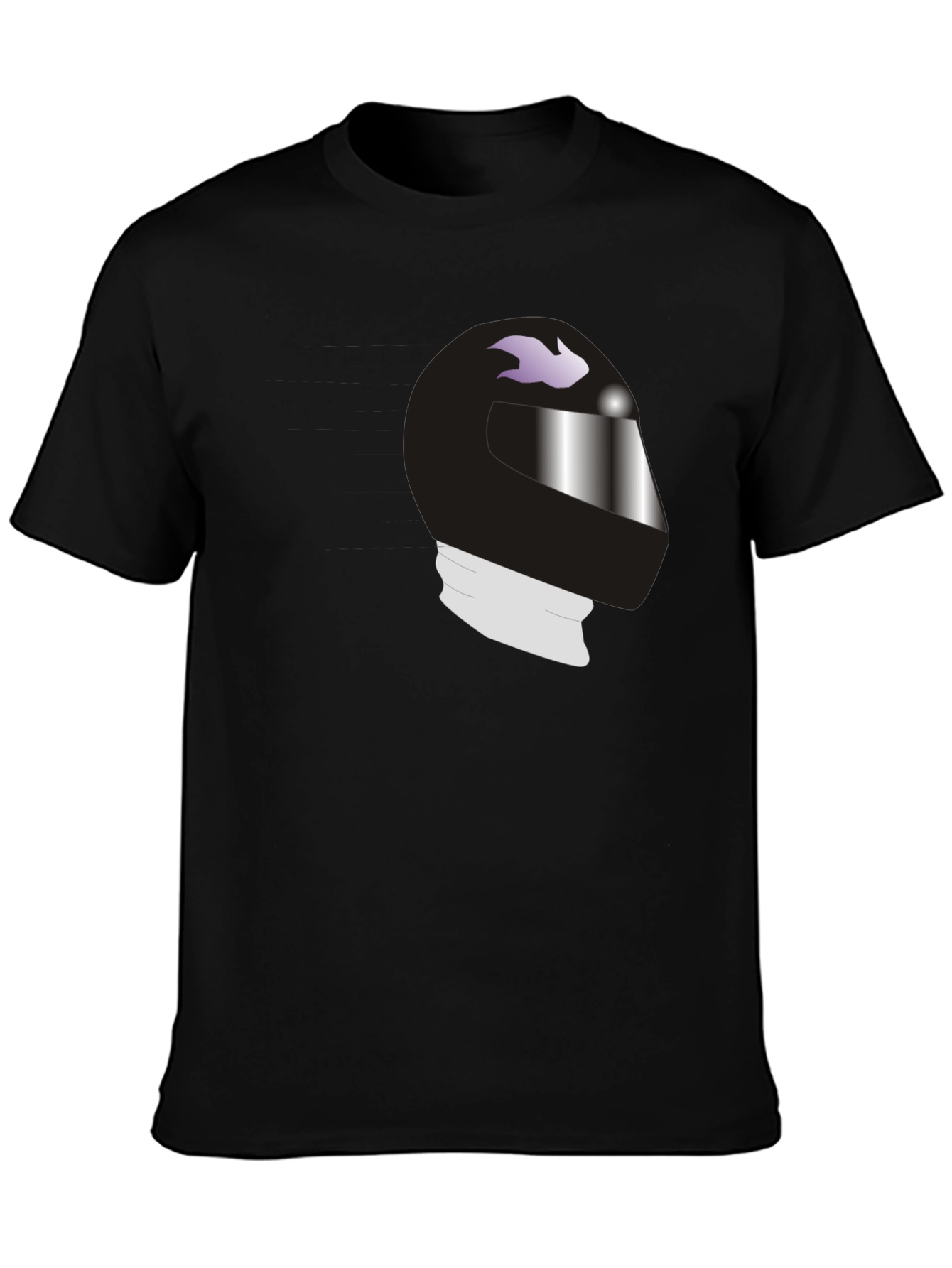 Cool Helmet Graphic Tee - Black Cotton Casual Shirt