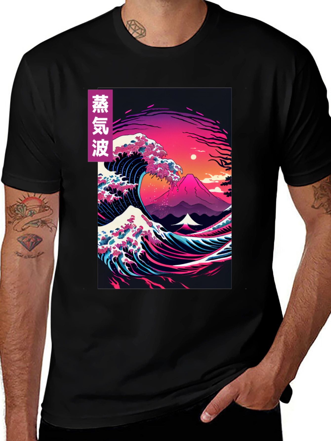 Vaporwave Great Wave Graphic Tee