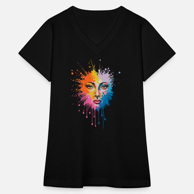Vibrant Colorful Splatter Art Face