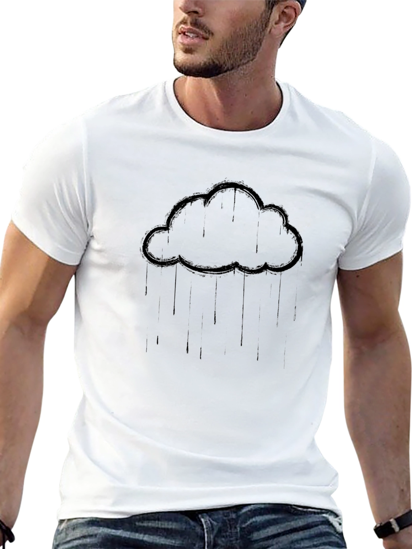 Rain Cloud Black Graphic Tee - Unique Weather Design