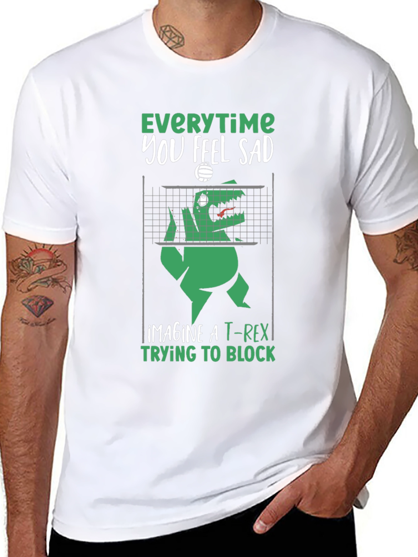 Funny T-Rex Volleyball Graphic Tee