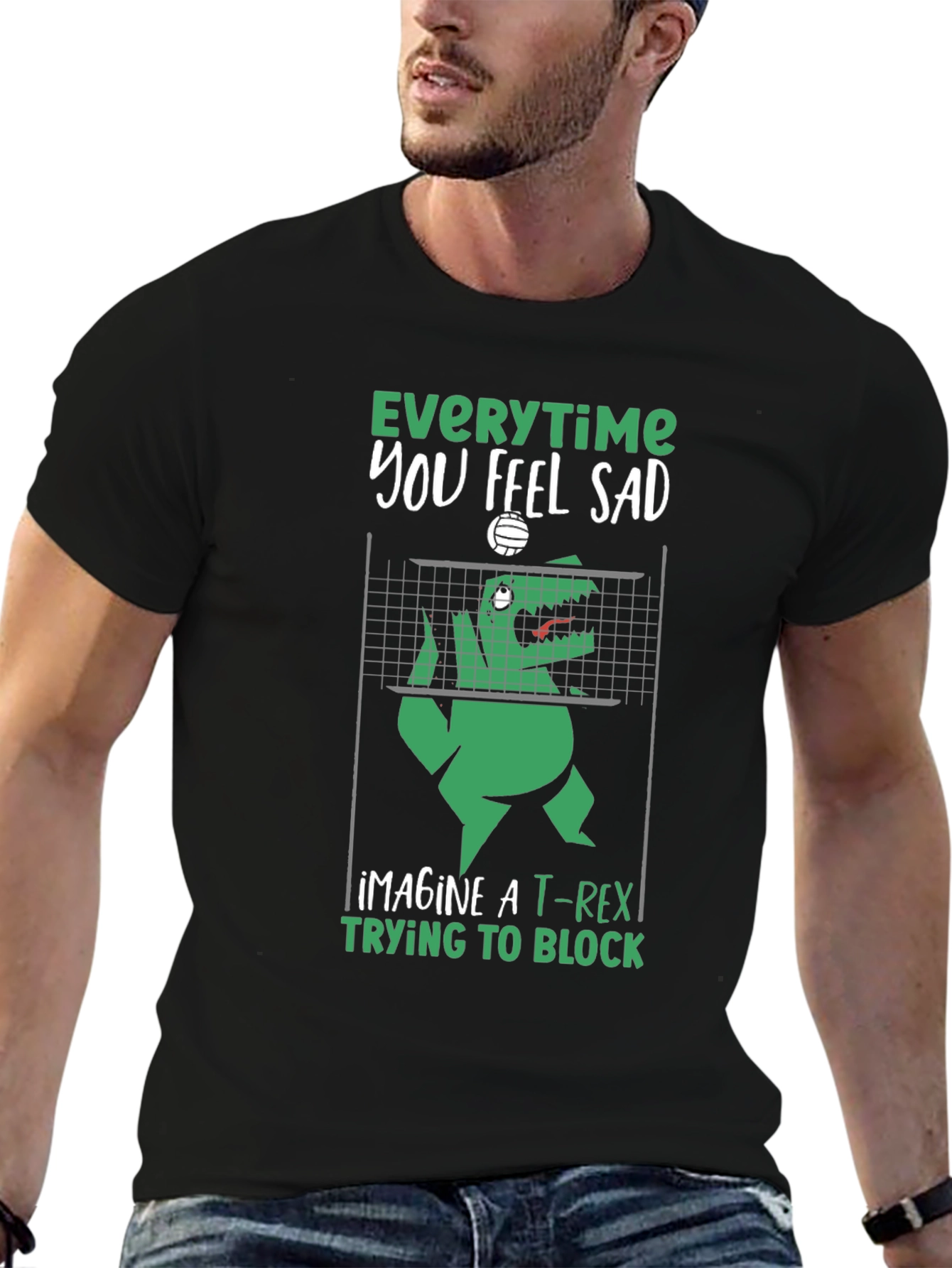 Funny T-Rex Volleyball Graphic Tee