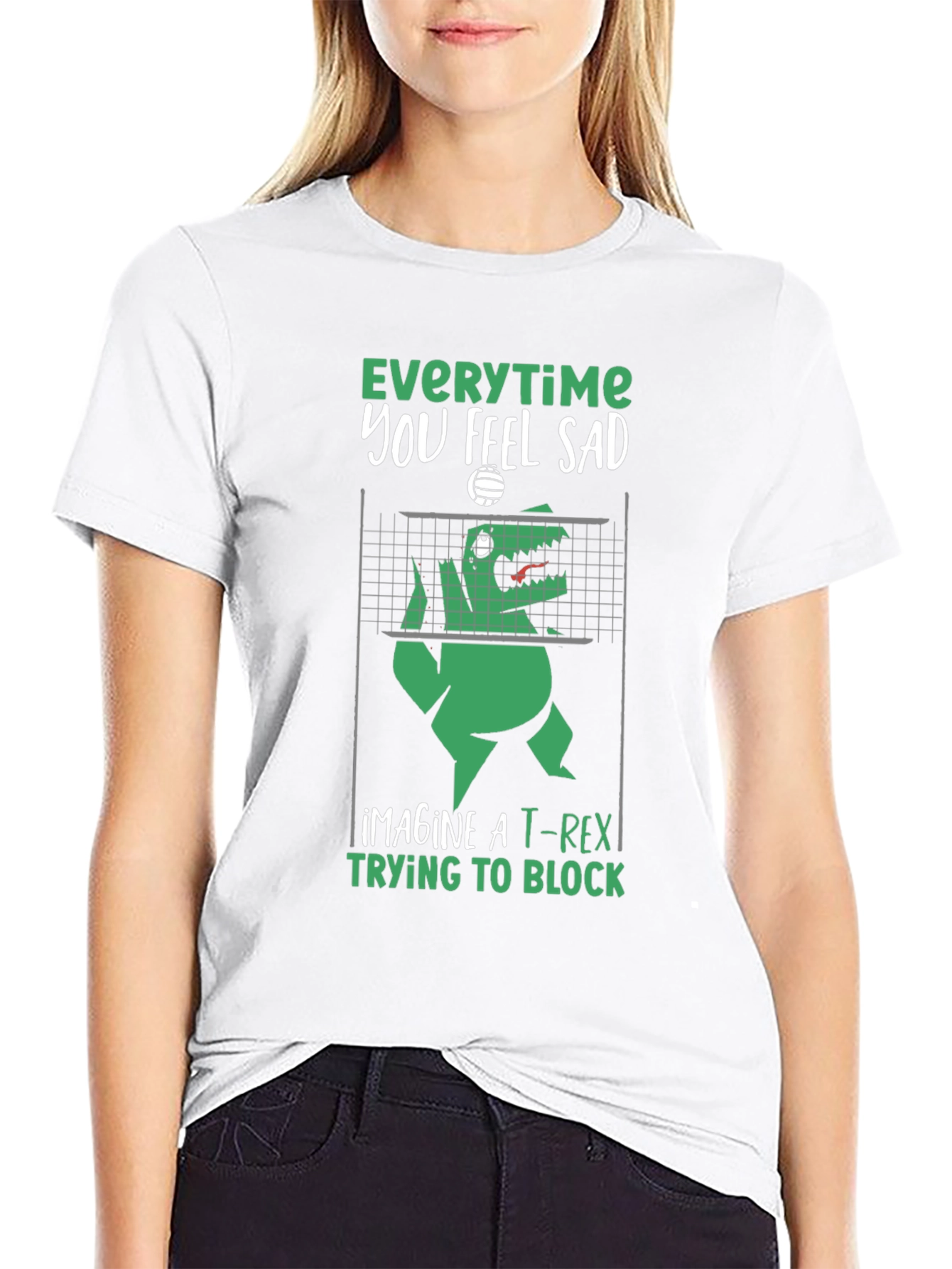 Funny T-Rex Volleyball Graphic Tee