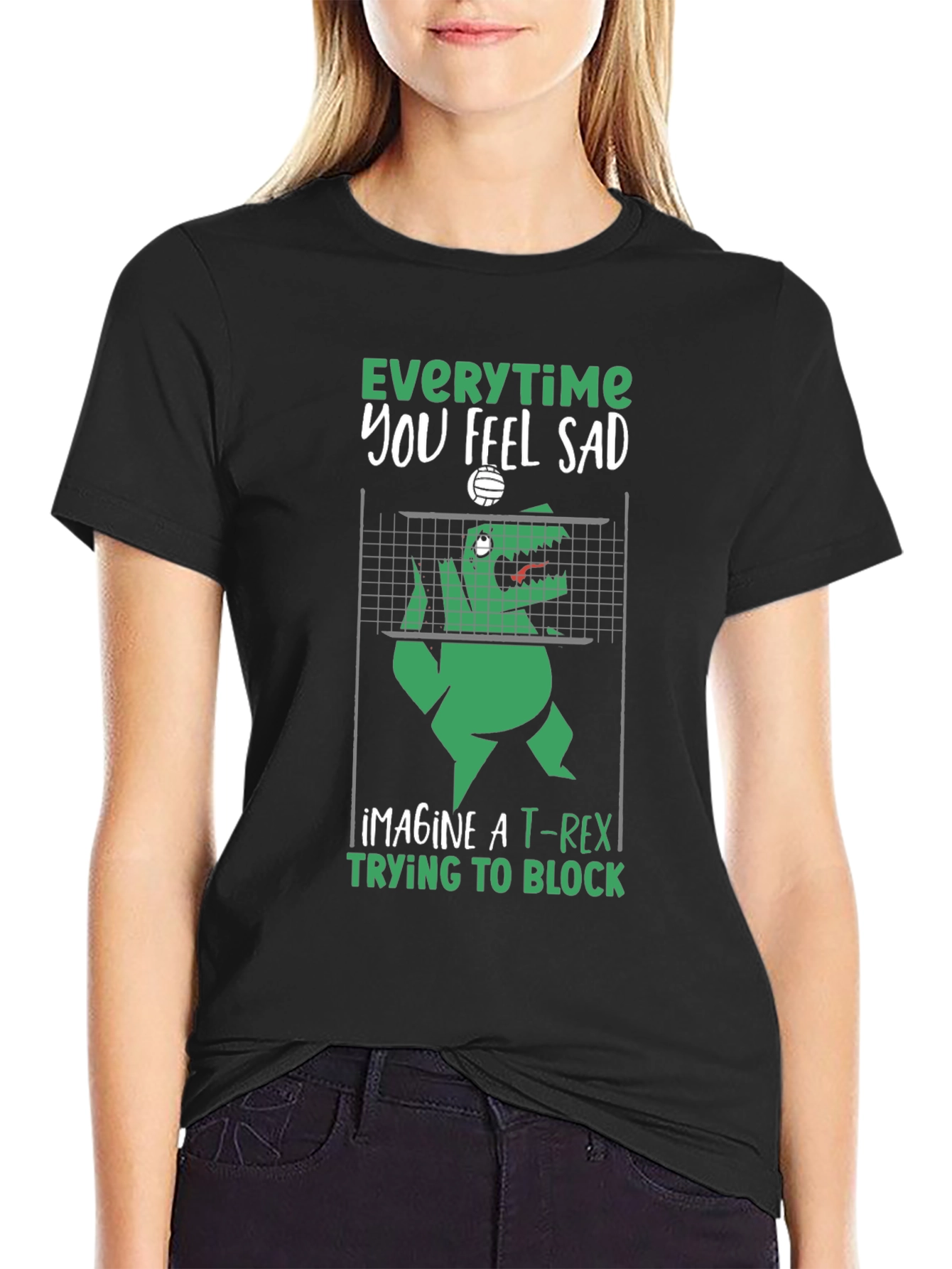 Funny T-Rex Volleyball Graphic Tee
