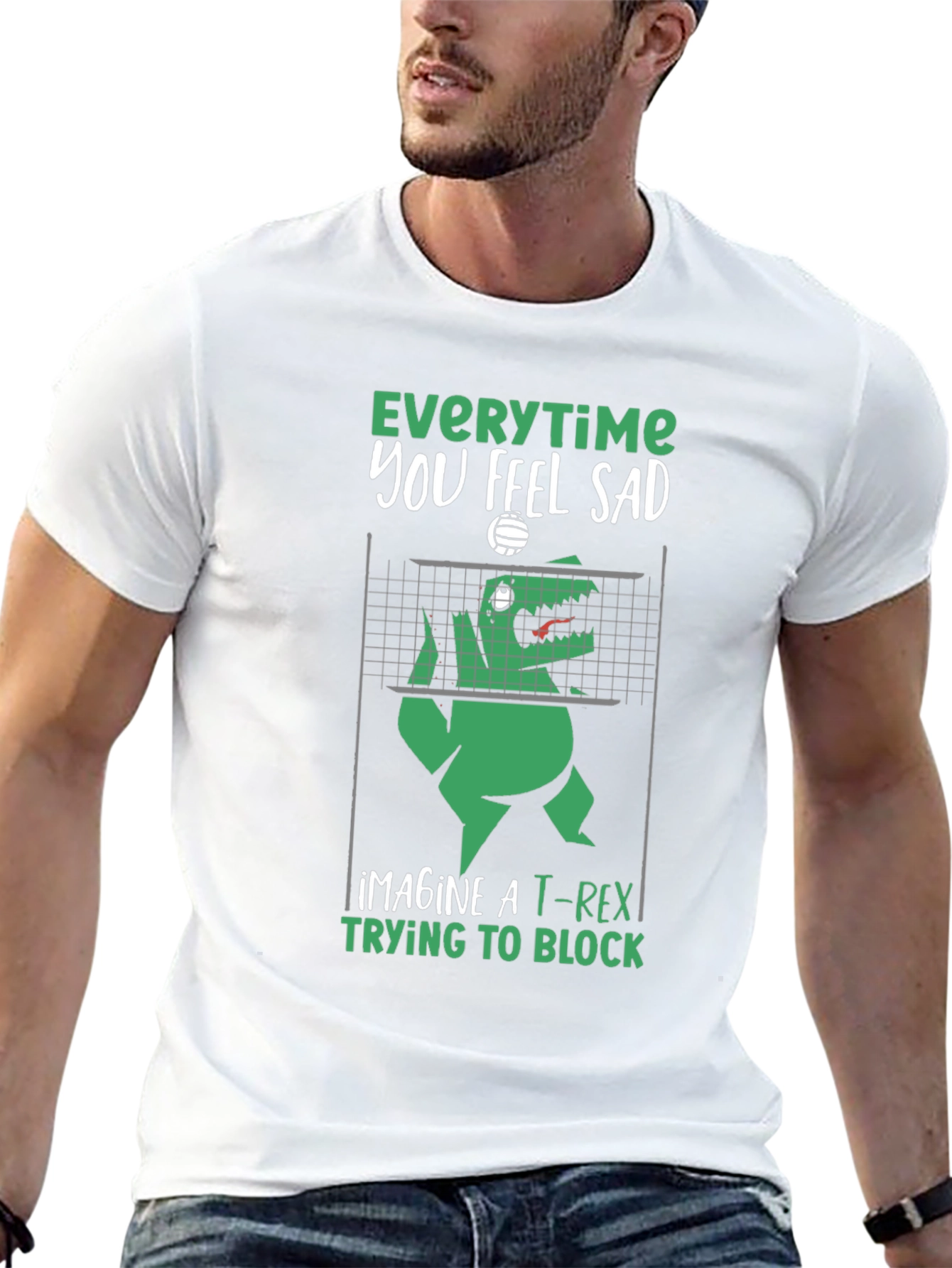 Funny T-Rex Volleyball Graphic Tee