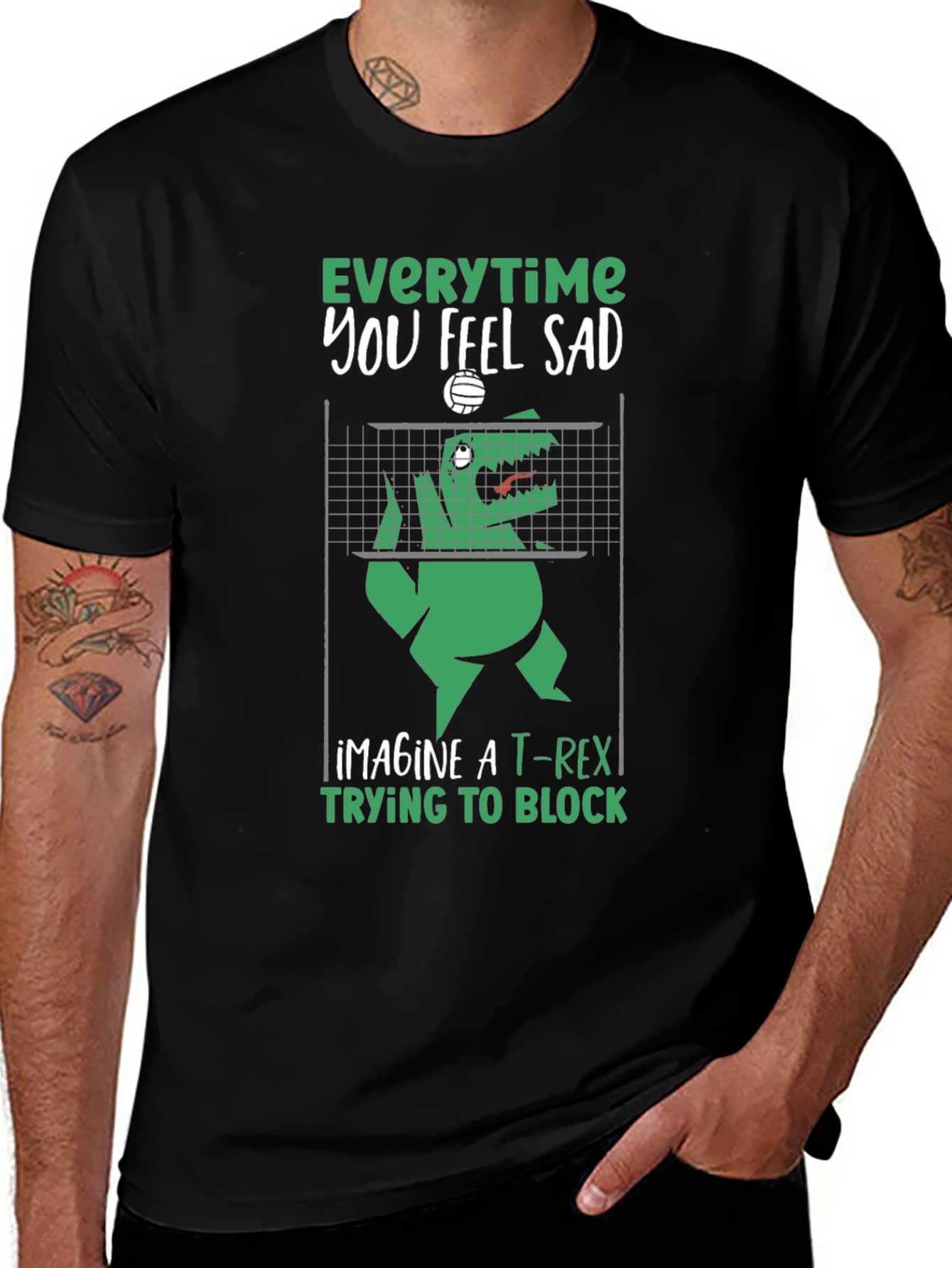 Funny T-Rex Volleyball Graphic Tee