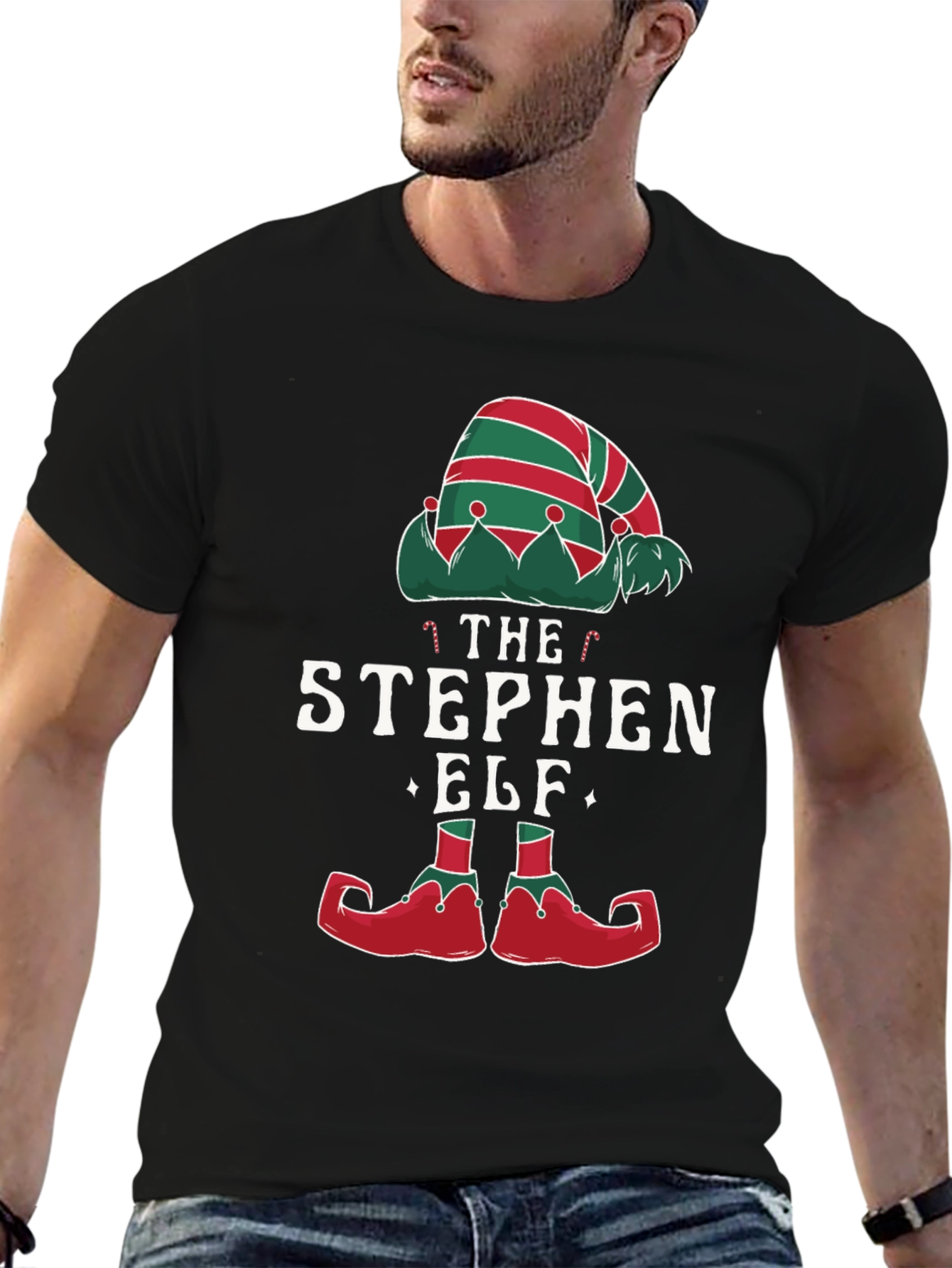 Personalized Stephen Elf Christmas T-Shirt Holiday Tee