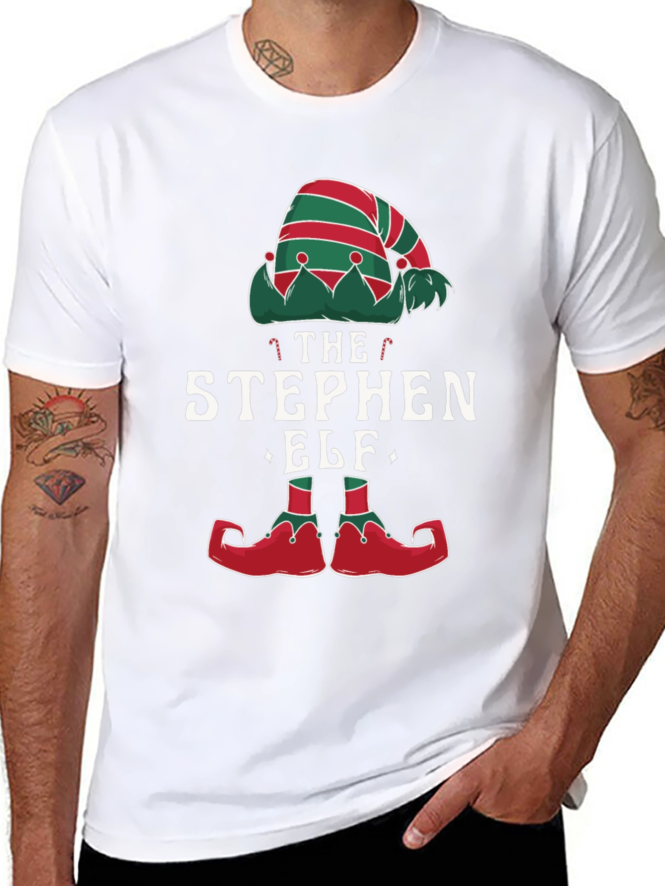 Personalized Stephen Elf Christmas T-Shirt Holiday Tee