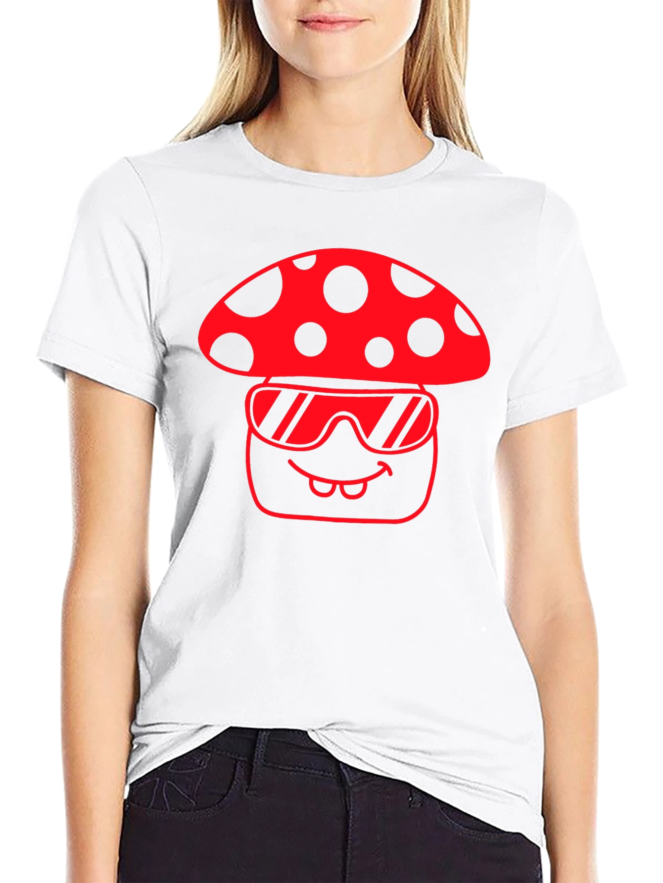 Cool Mushroom Graphic Tee - Black Cotton T-Shirt