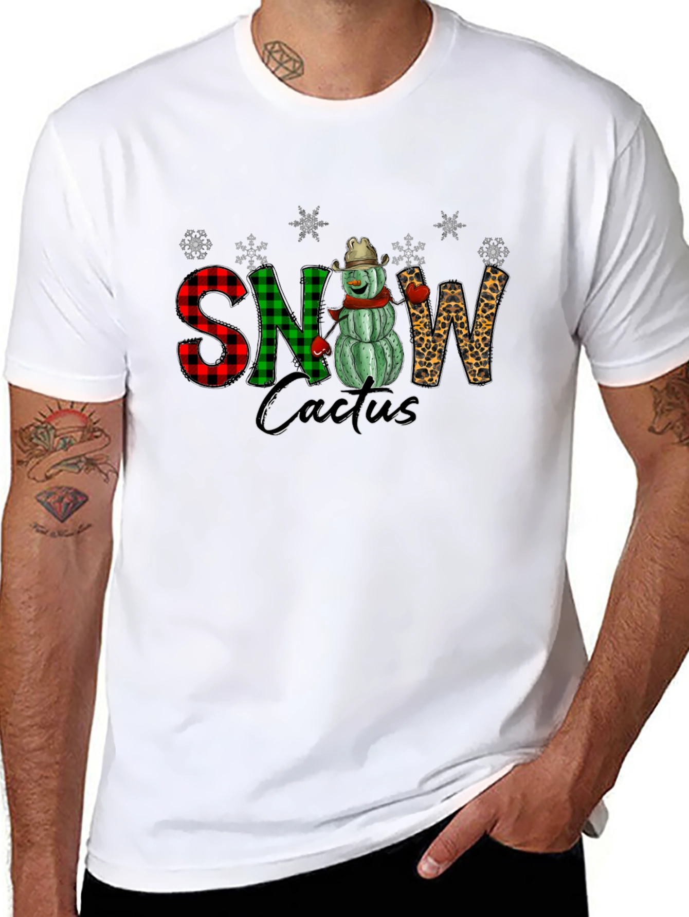 Snow Cactus Novelty Graphic T-Shirt
