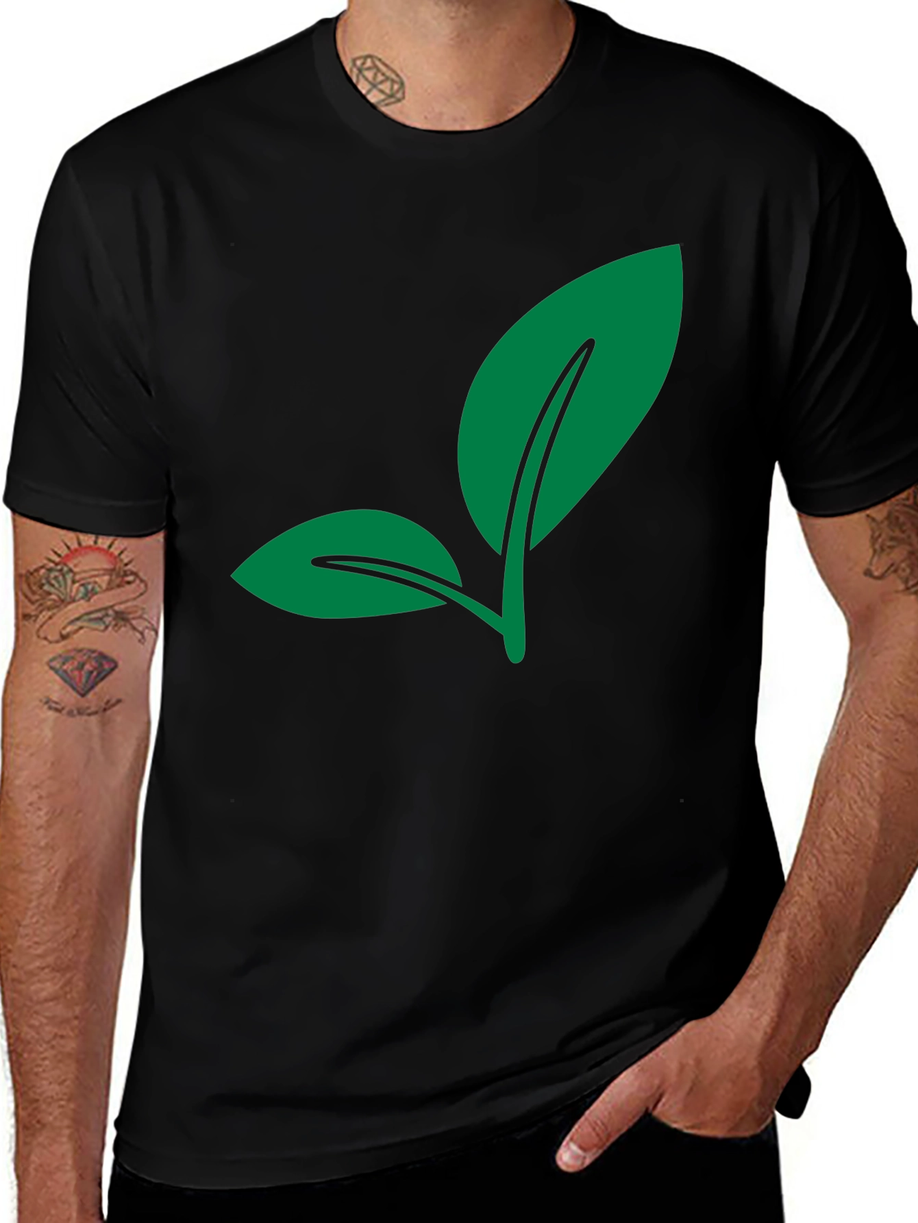 Leaf Graphic Black T-Shirt