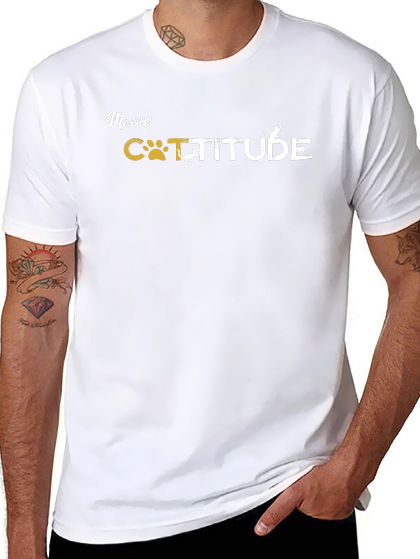 Meow Catitude Graphic T-Shirt - Black
