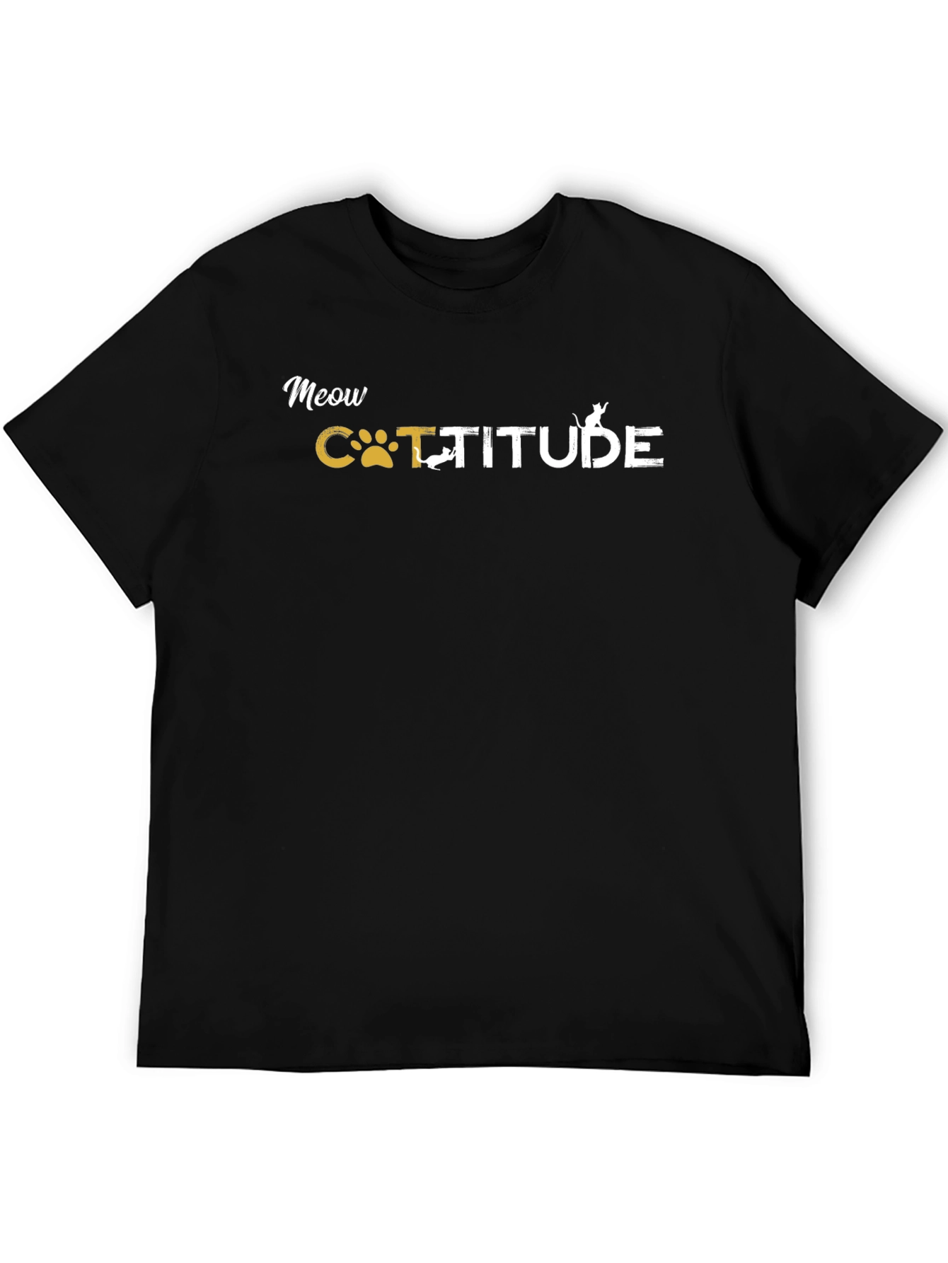 Meow Catitude Graphic T-Shirt - Black