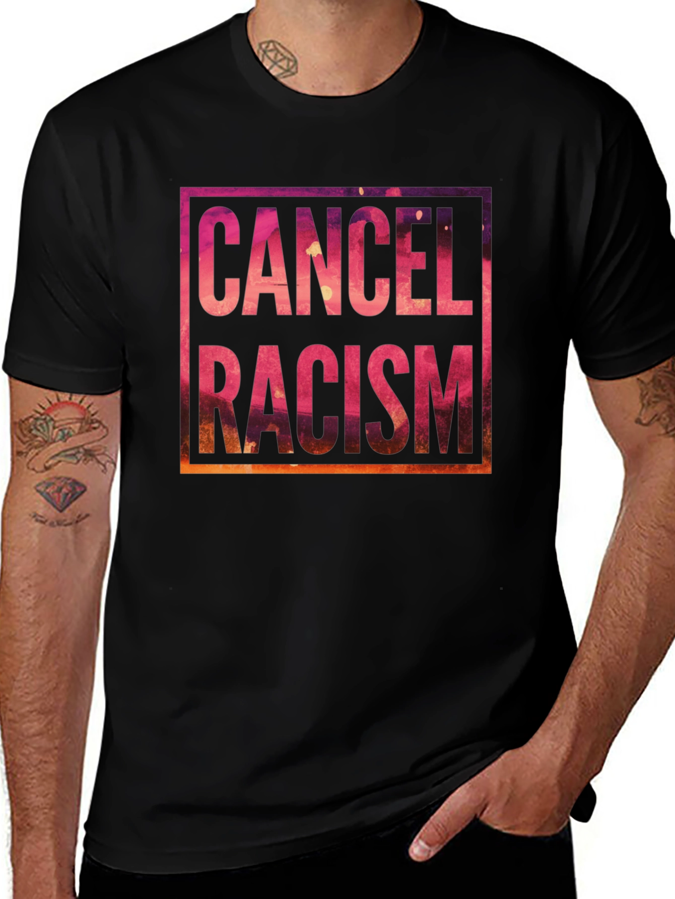 Cancel Racism Graphic Tee - Black Unisex Shirt