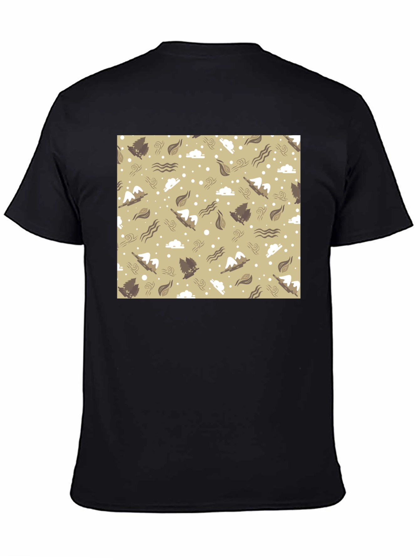 Patterned Graphic Tee - Black Casual T-Shirt