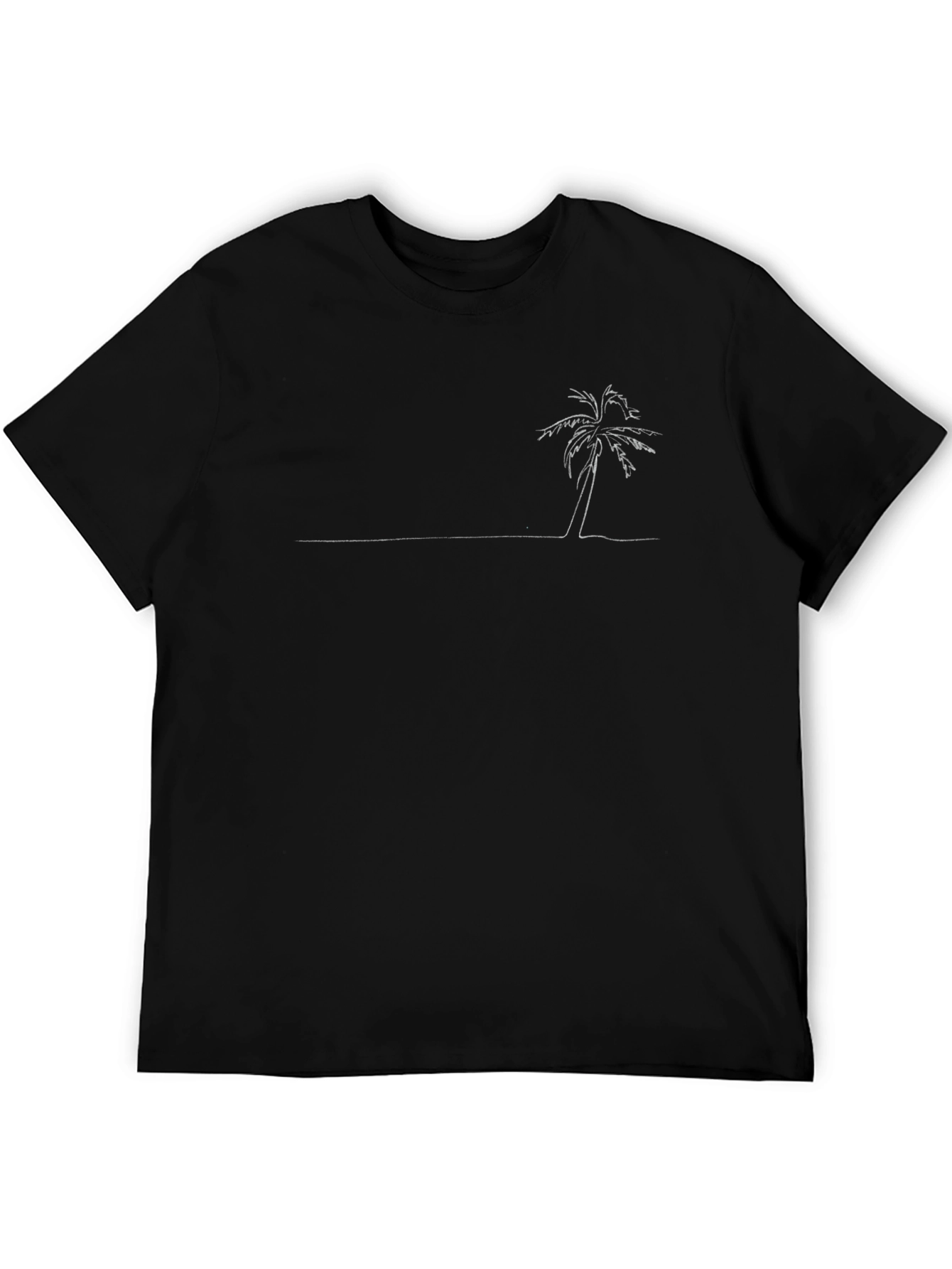 Minimalist Palm Tree Graphic Tee - Black