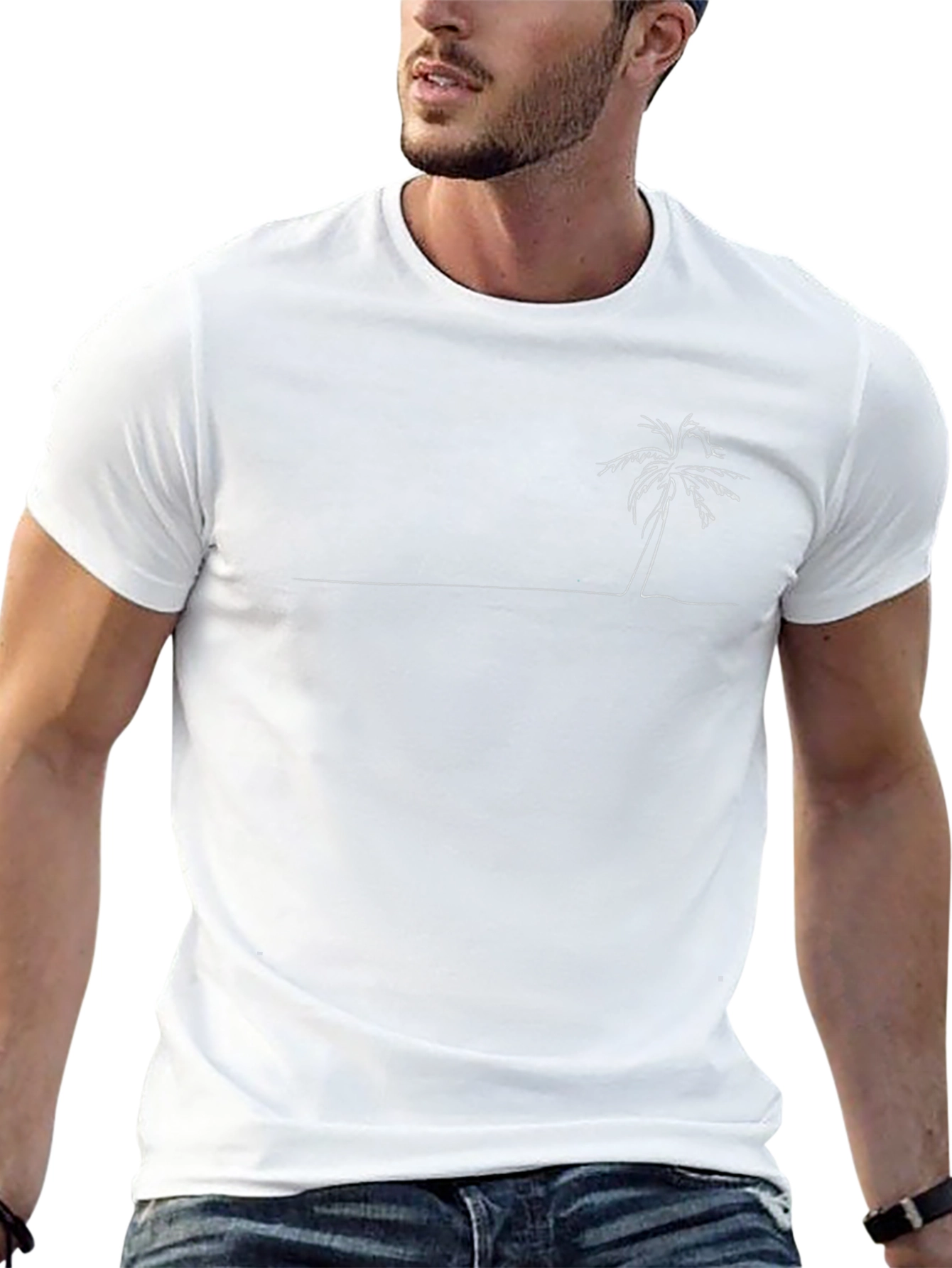 Minimalist Palm Tree Graphic Tee - Black