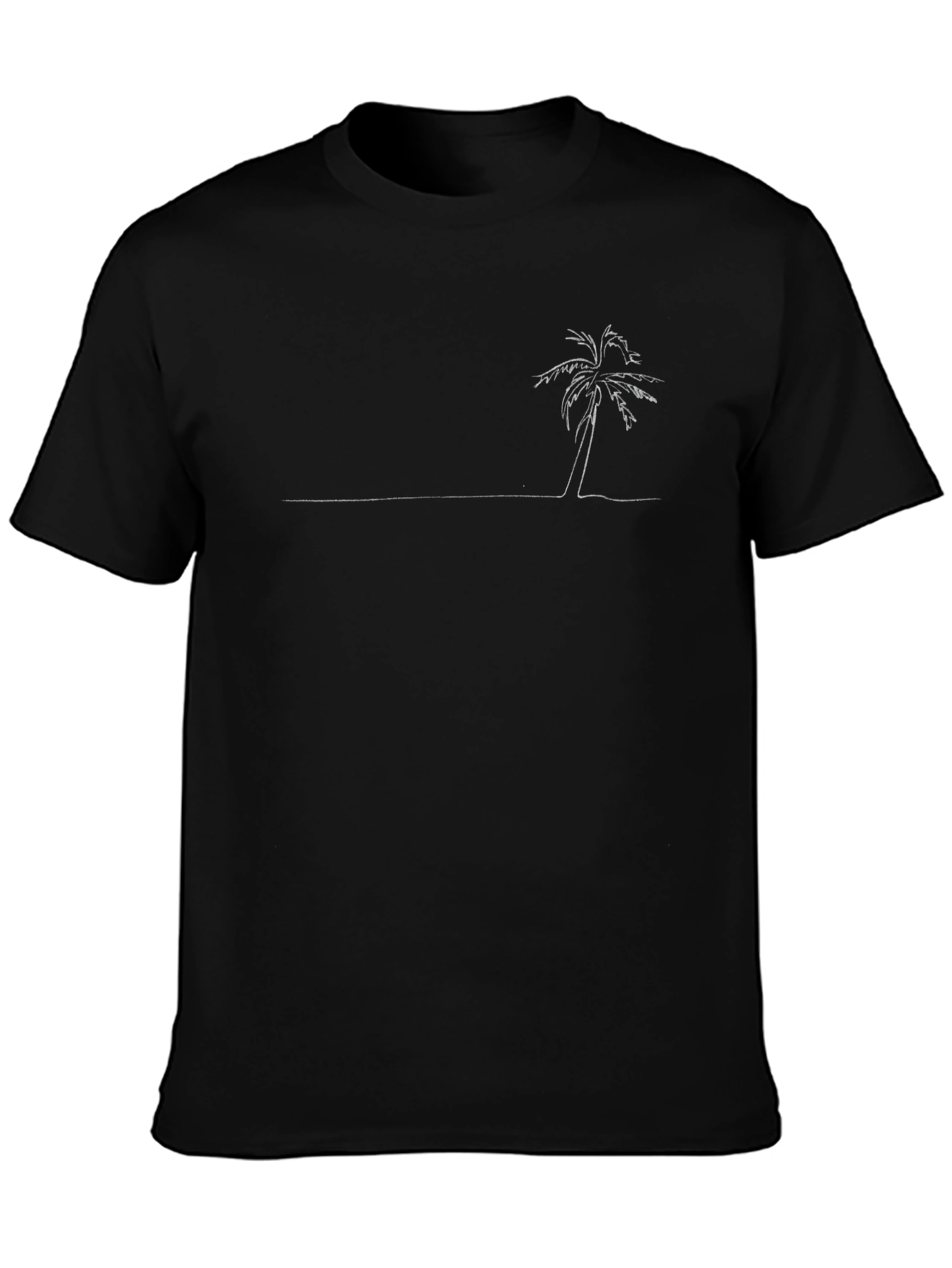 Minimalist Palm Tree Graphic Tee - Black