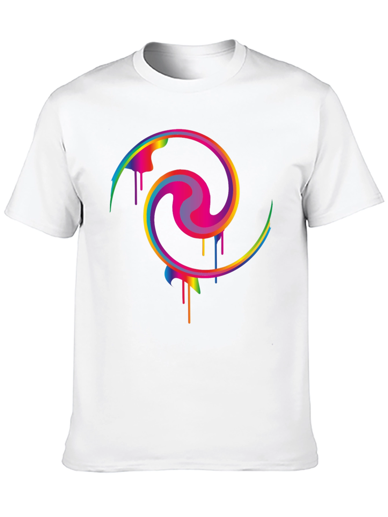 Rainbow Swirl Graphic Print Black T-Shirt