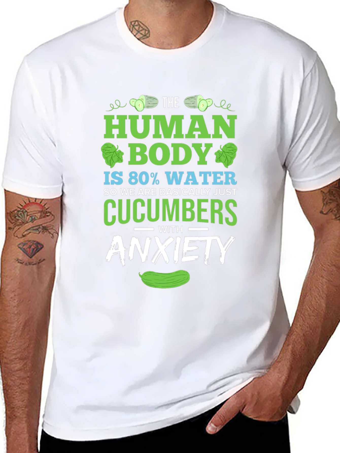 Human Body Cucumber Anxiety Funny T-Shirt