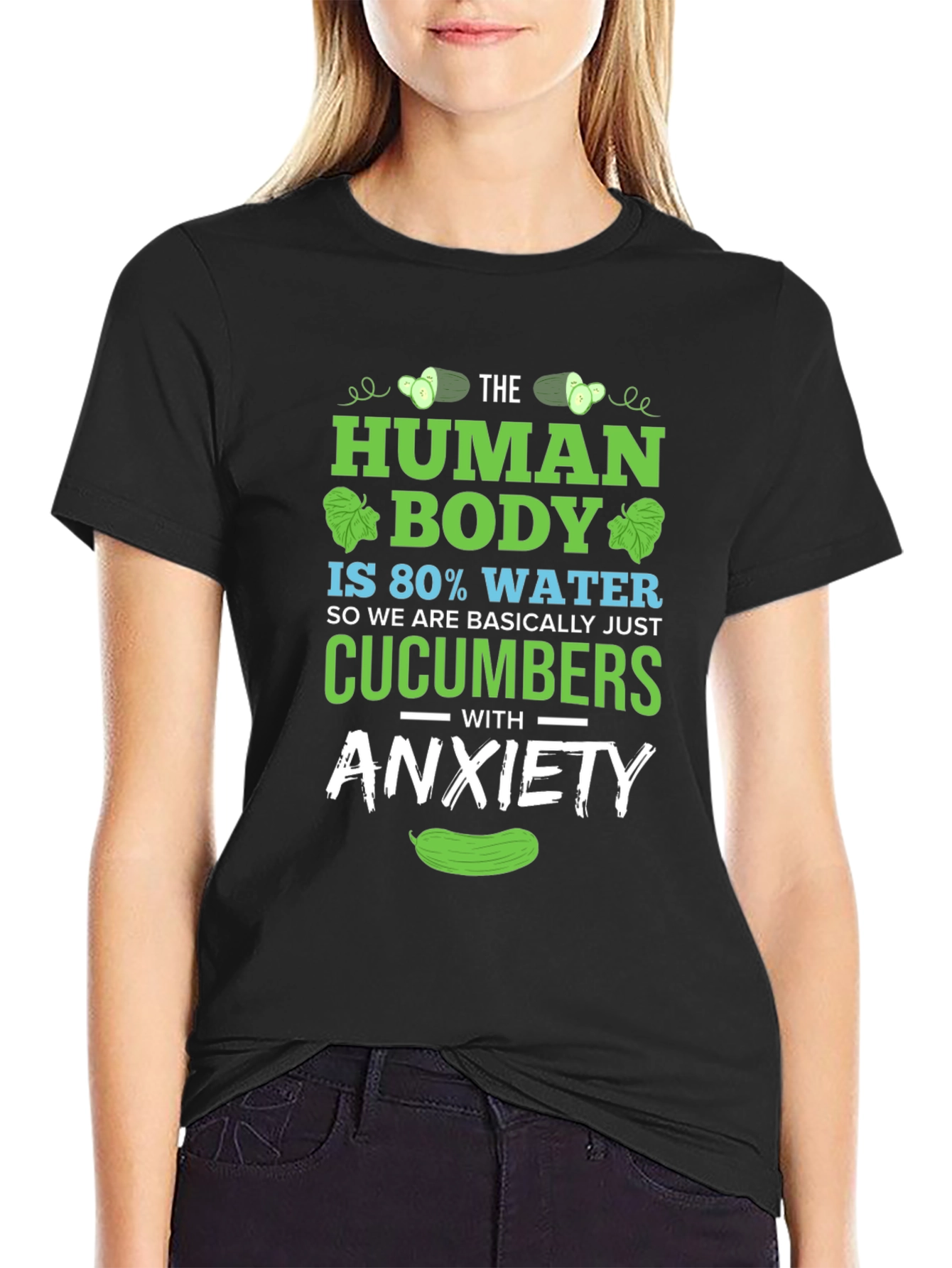 Human Body Cucumber Anxiety Funny T-Shirt