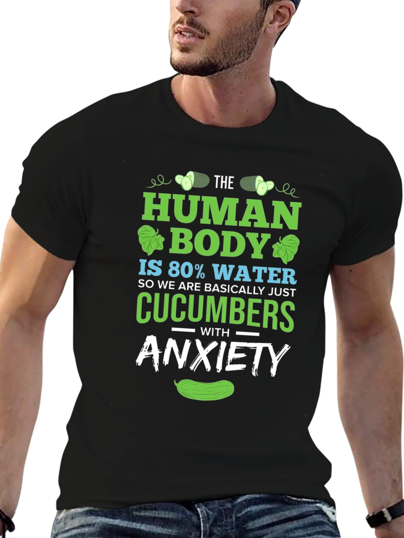 Human Body Cucumber Anxiety Funny T-Shirt