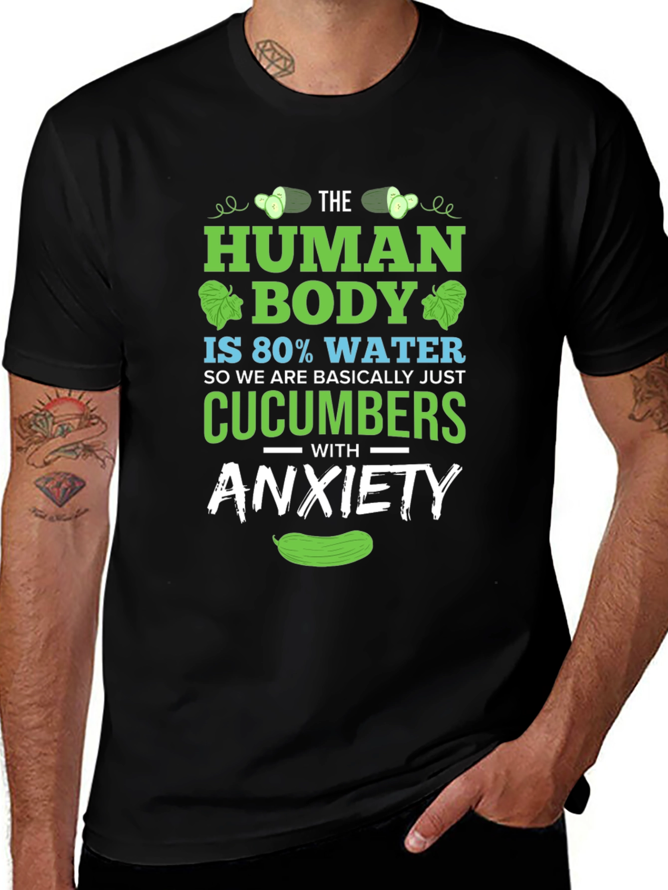 Human Body Cucumber Anxiety Funny T-Shirt