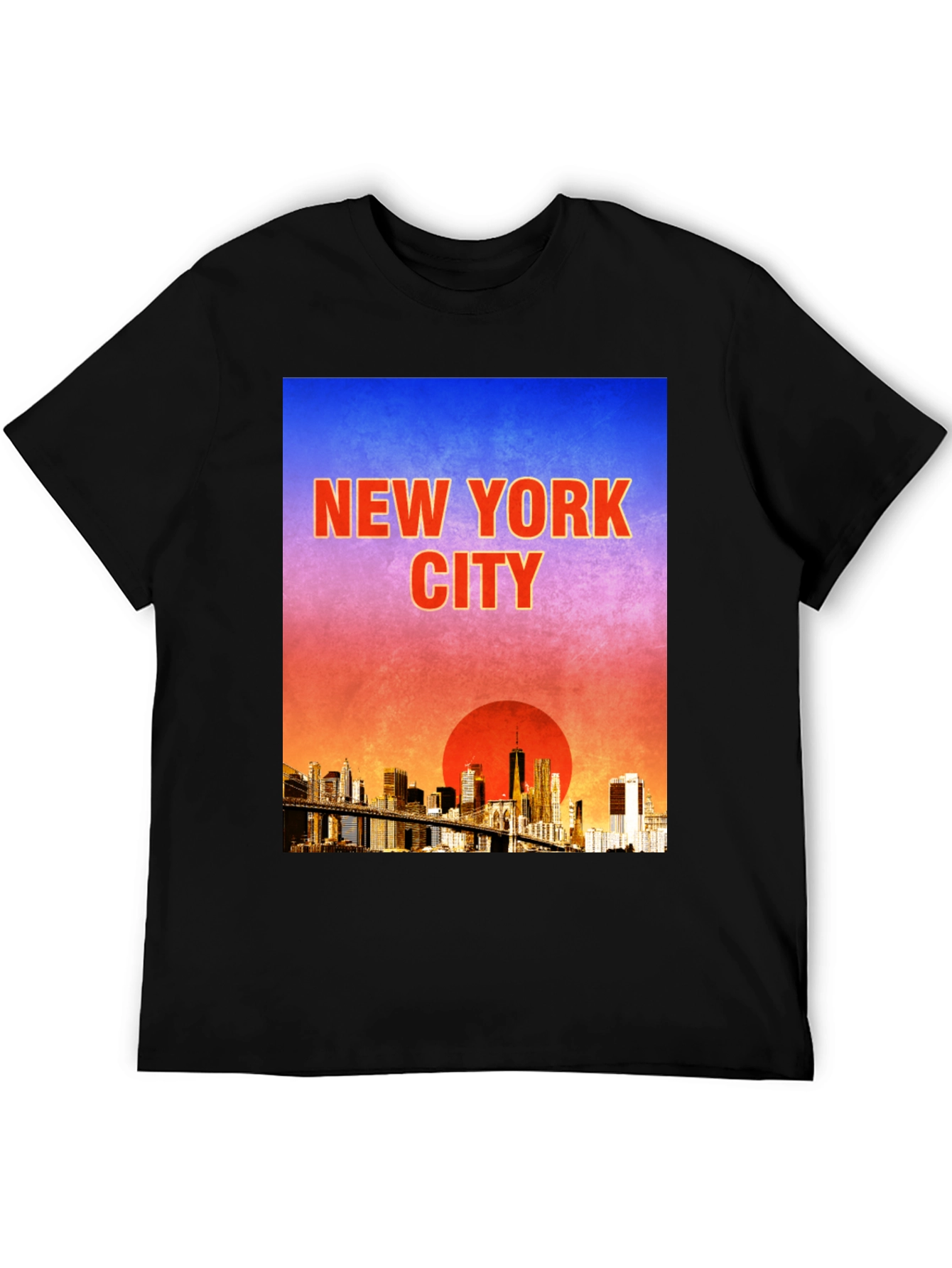 New York Cityscape Graphic Tee - Black