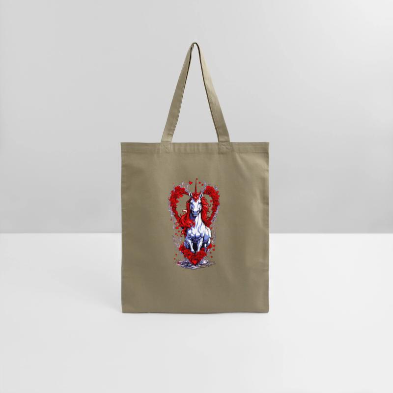 White and red , a unicorn coming out of the heart