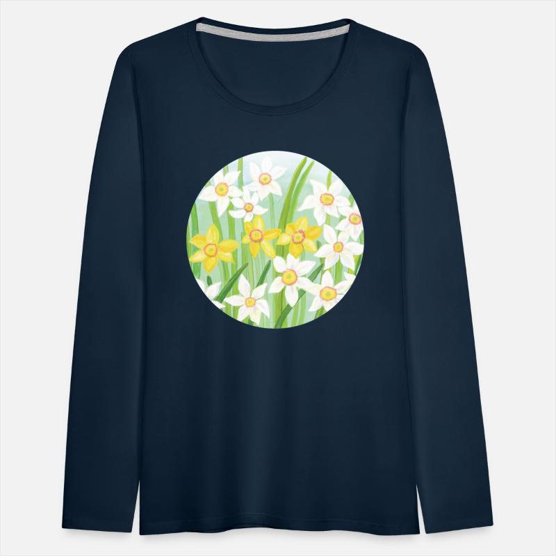 White and Yellow Spring Daffodils Illustration