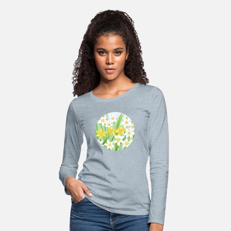 White and Yellow Spring Daffodils Illustration