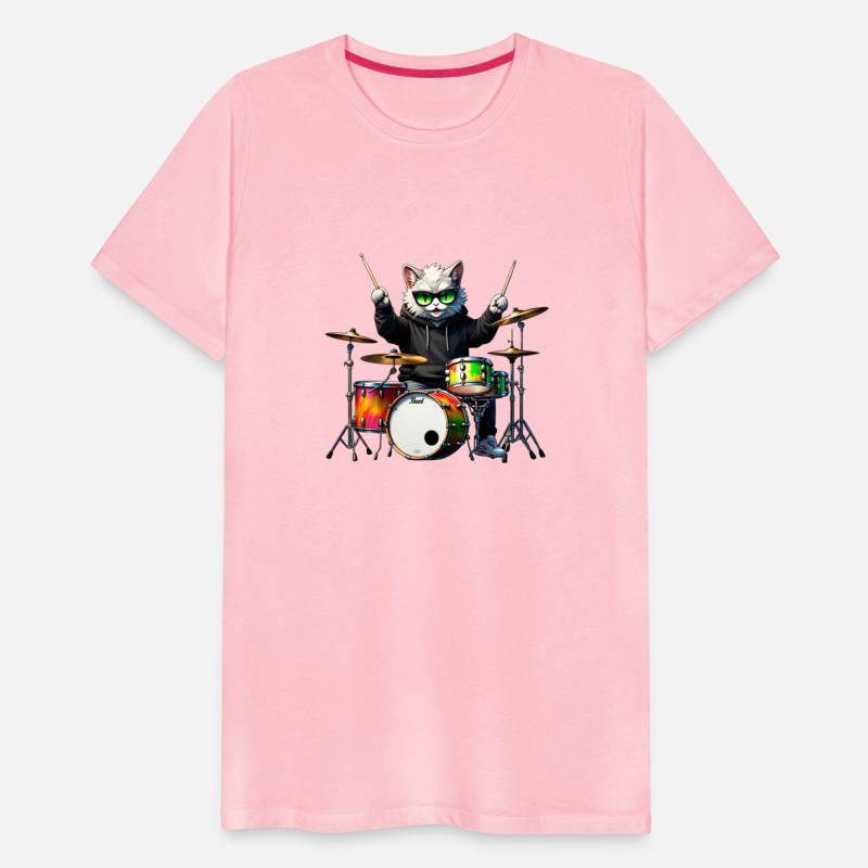 White Cat in Shades Playing Drums