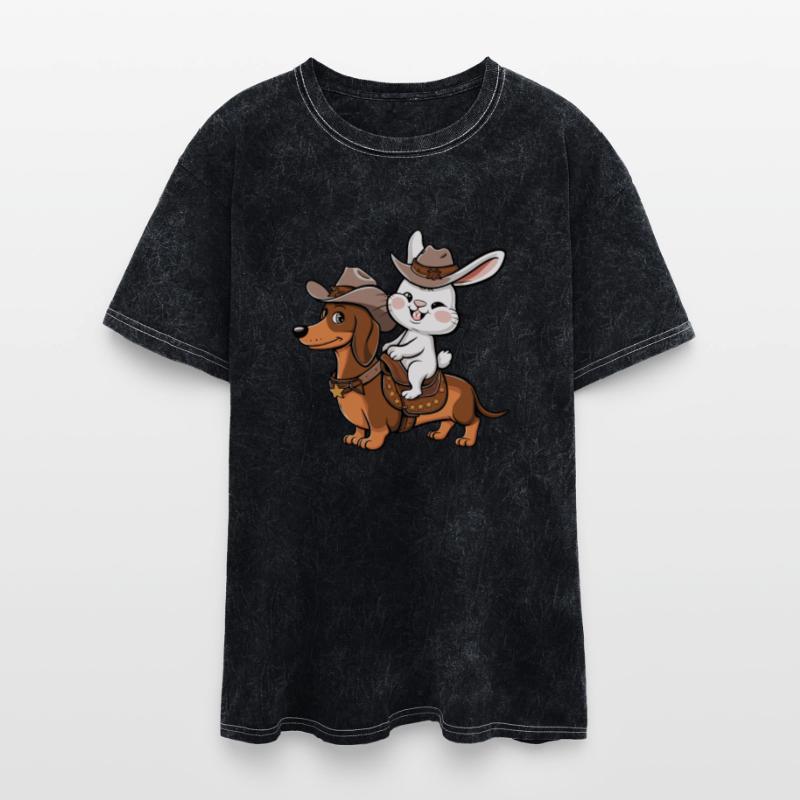 White Rabbit Cowboy Bunny Riding Dachshund