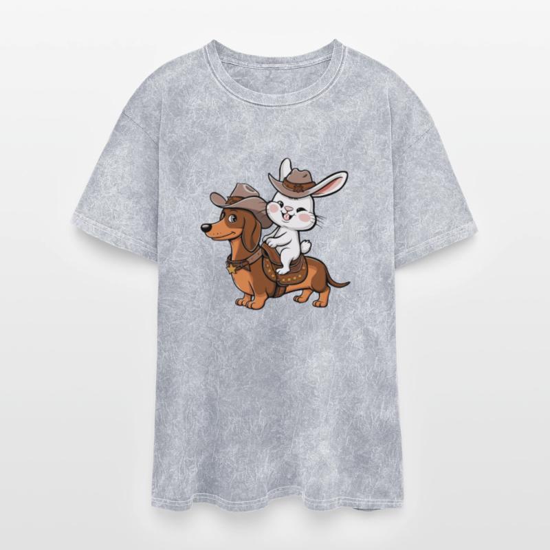 White Rabbit Cowboy Bunny Riding Dachshund