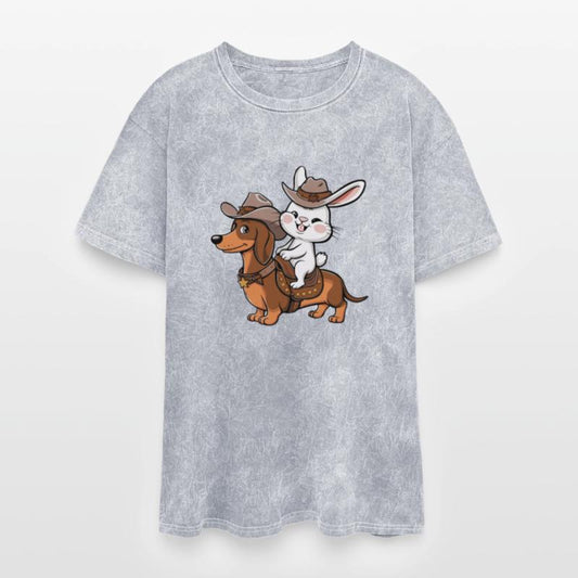 White Rabbit Cowboy Bunny Riding Dachshund