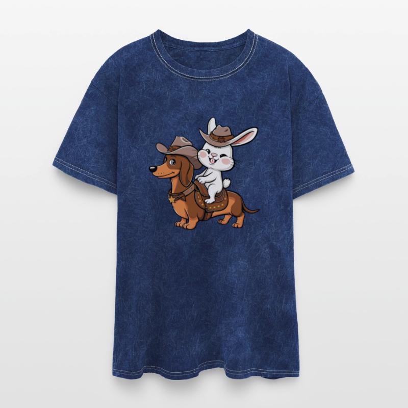 White Rabbit Cowboy Bunny Riding Dachshund