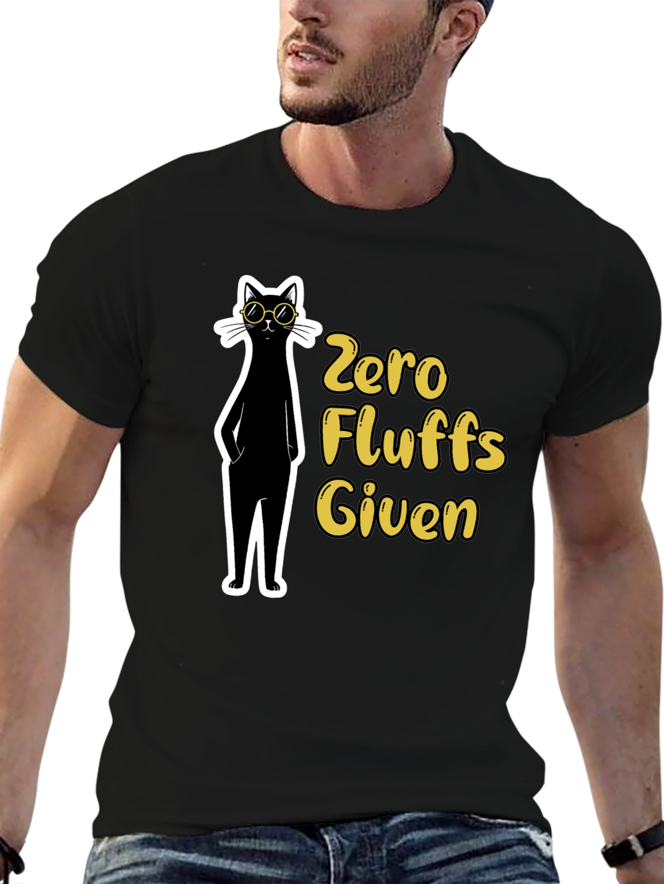 Zero Fluffs Given Black Cat T-Shirt