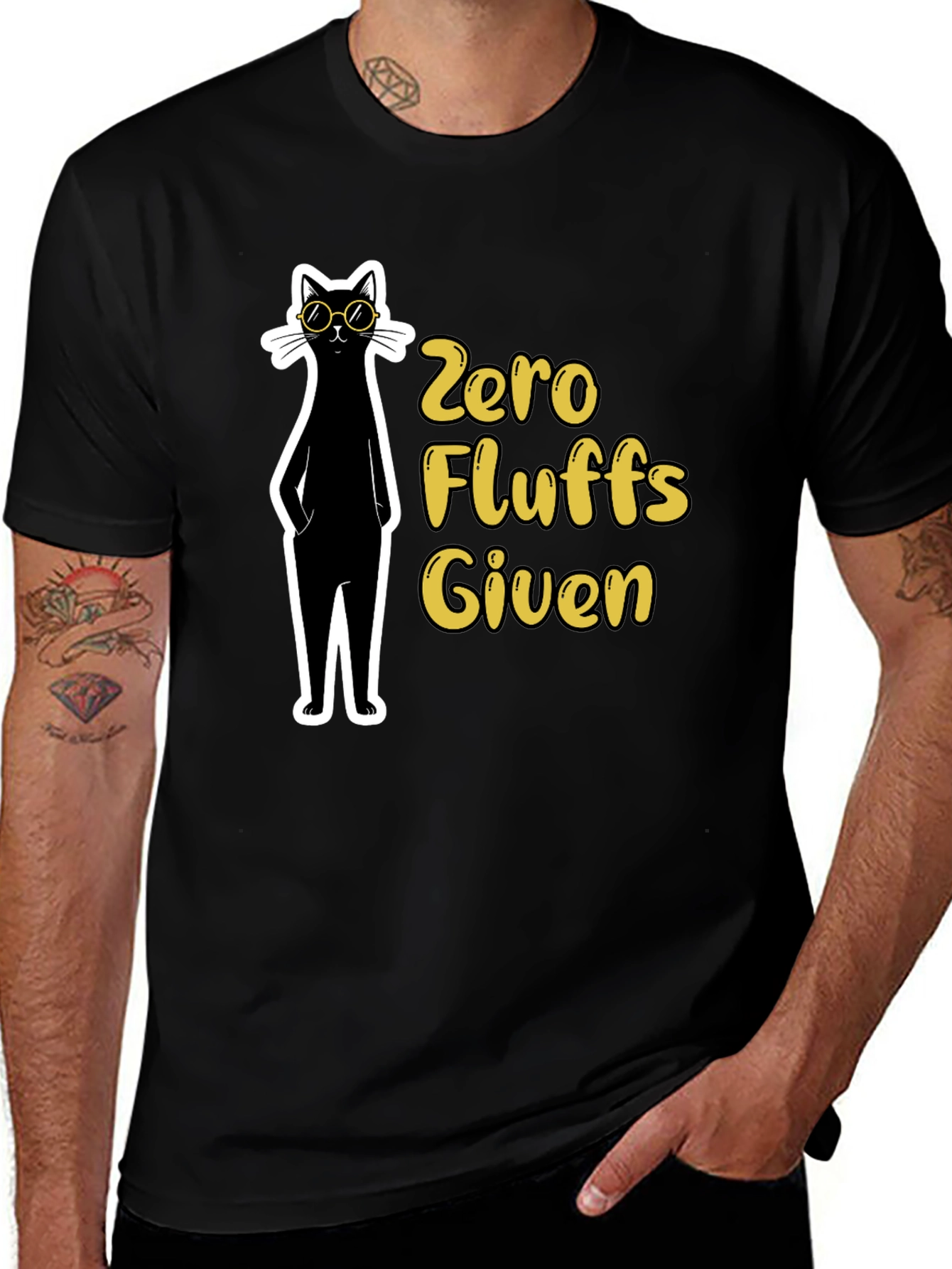 Zero Fluffs Given Black Cat T-Shirt