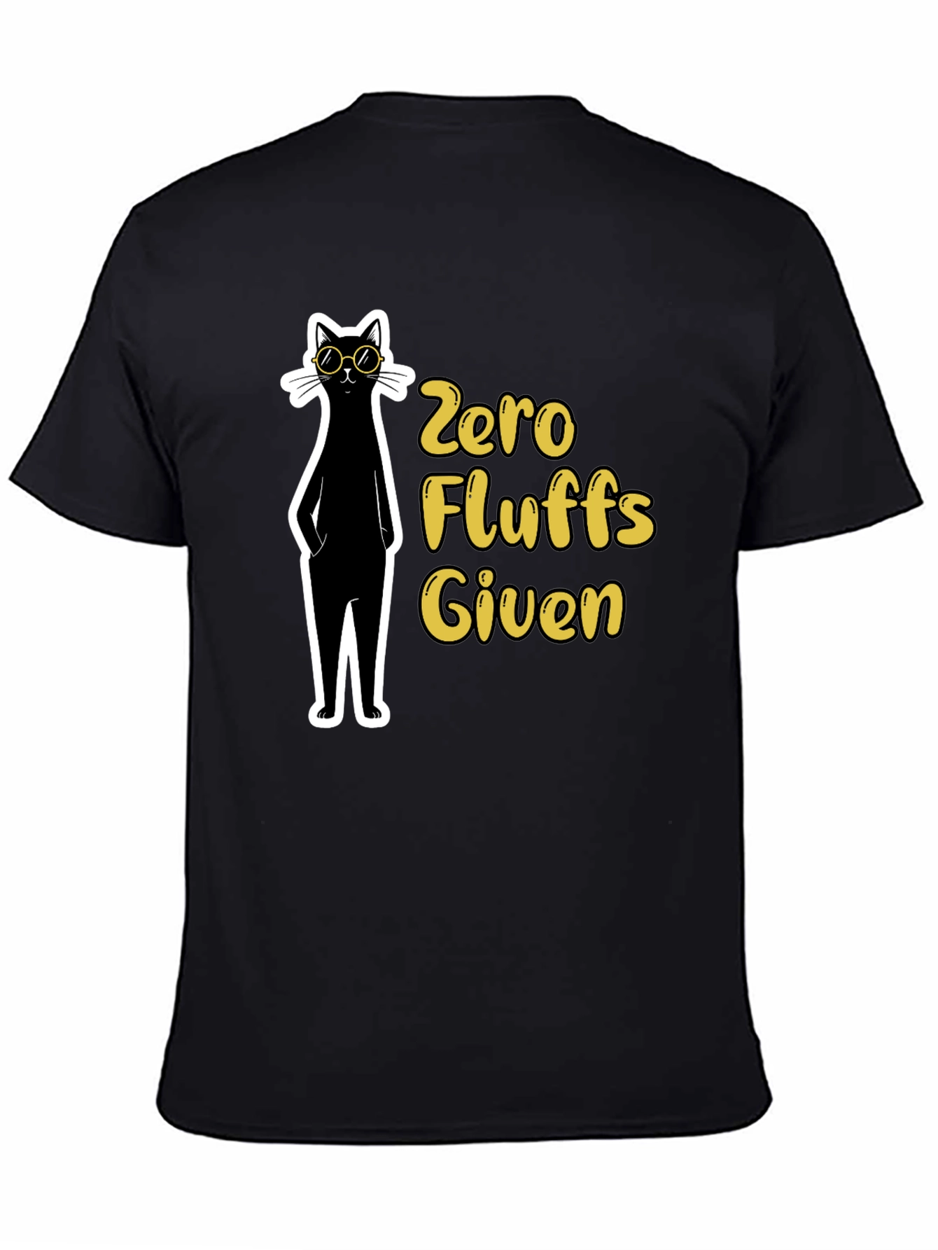 Zero Fluffs Given Black Cat T-Shirt