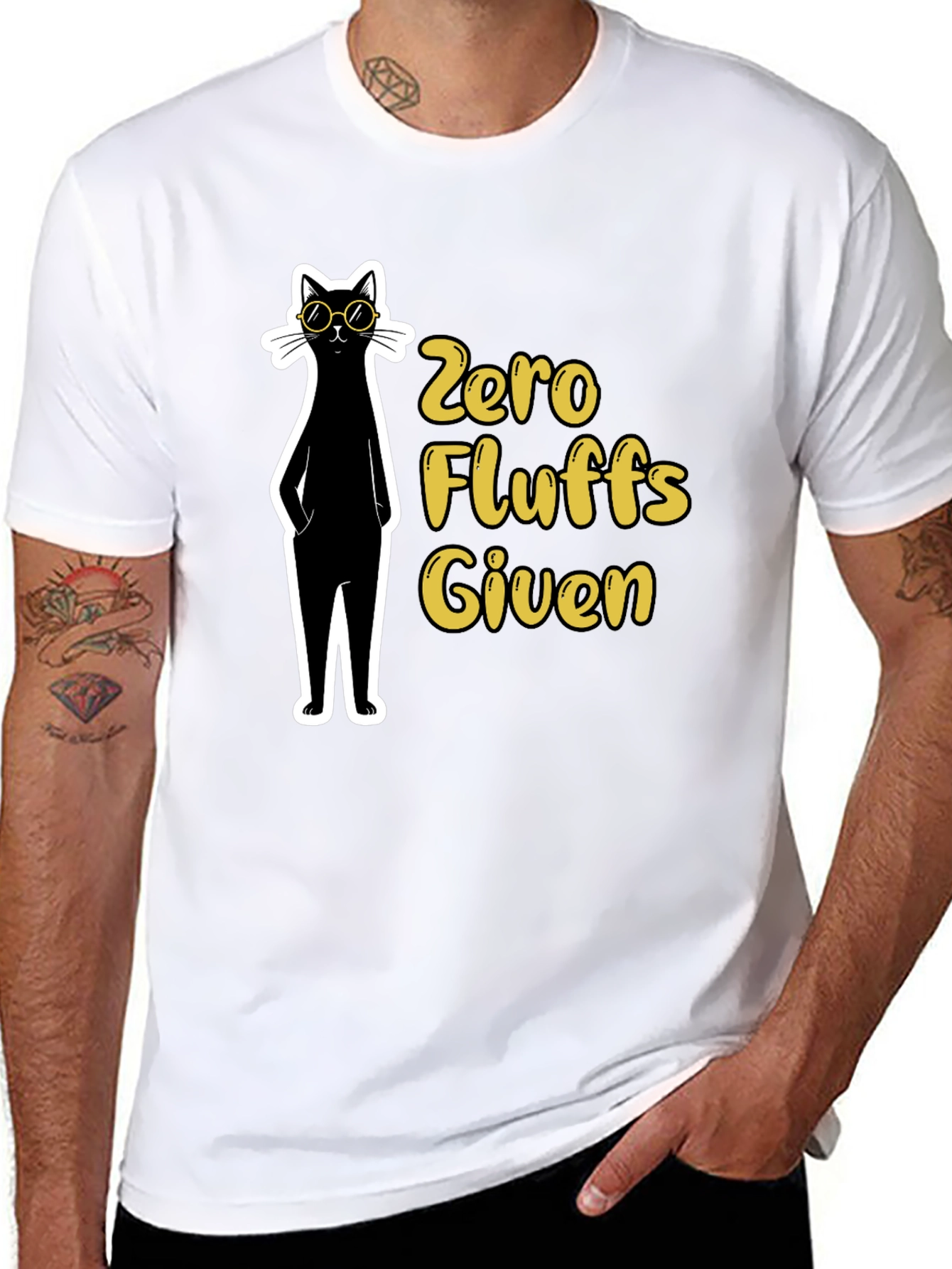 Zero Fluffs Given Black Cat T-Shirt