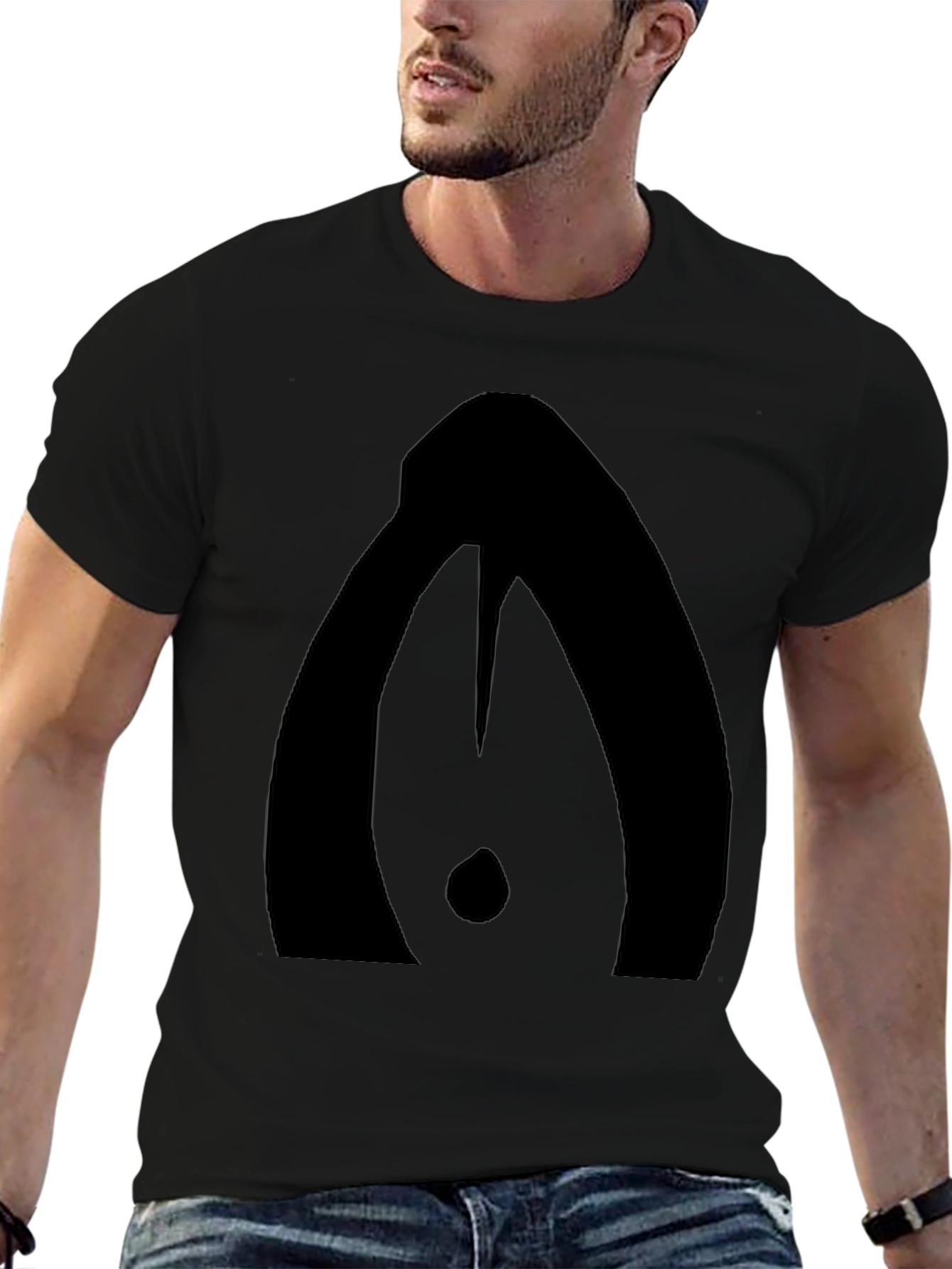Modern Abstract Graphic Print Black T-Shirt