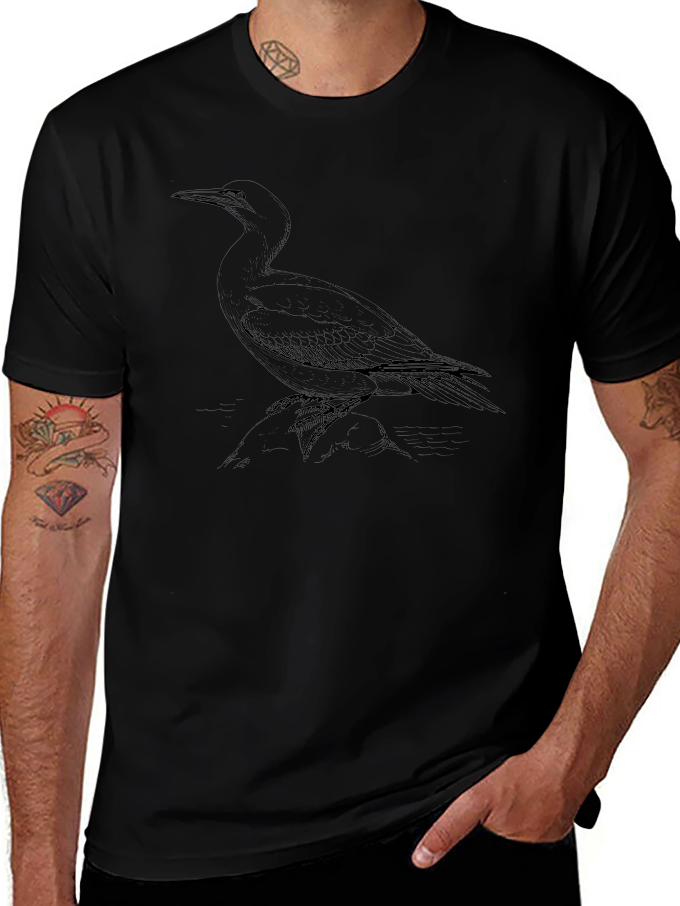 Black Bird Graphic T-Shirt - Stylish Casual Tee