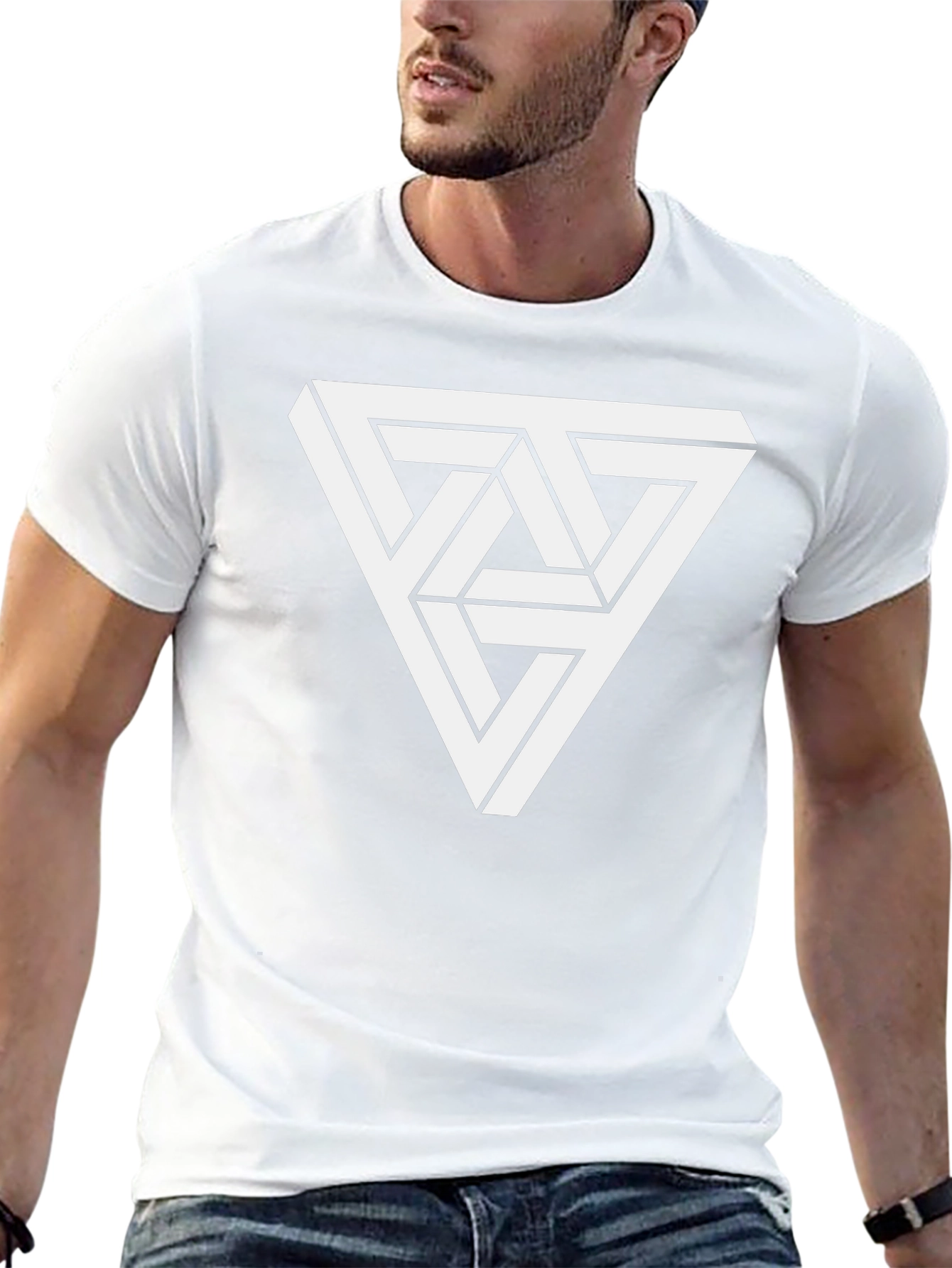 Optical Illusion Triangle Graphic Tee - Black